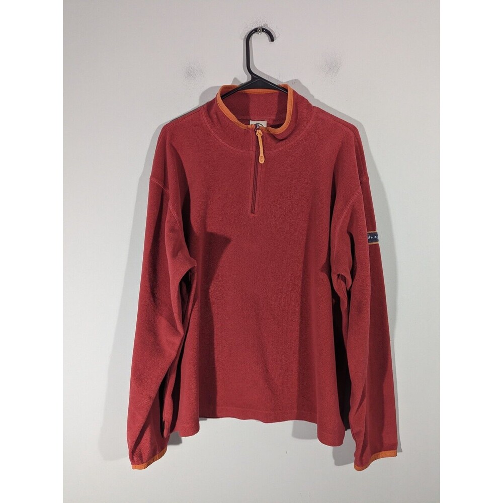 Life‎ Is Good Red Fleece 1/4 Zip Long Sleeve Pullover Sweatshirt Men Size L